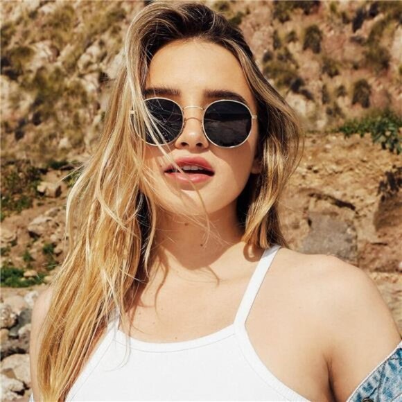 Reflective Lens Round Trendy Sunglasses main image 2